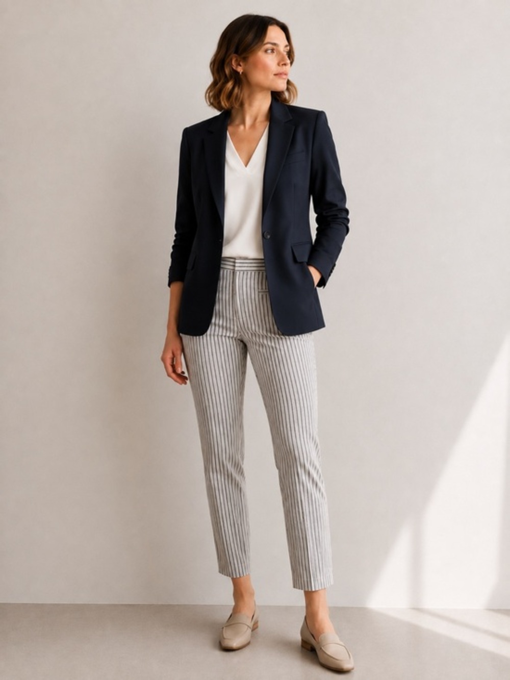 Banana Republic Modern Sloan Striped Ankle Pant NWT Size 0 Petite Trouser Style